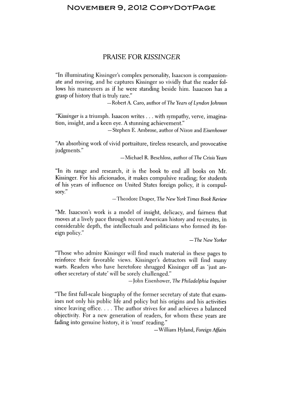 Kissinger by Walter Isaacson